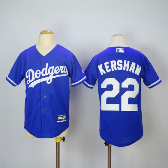 Youth Los Angeles Dodgers #22 Kershaw Blue MLB Jerseys->->Youth Jersey